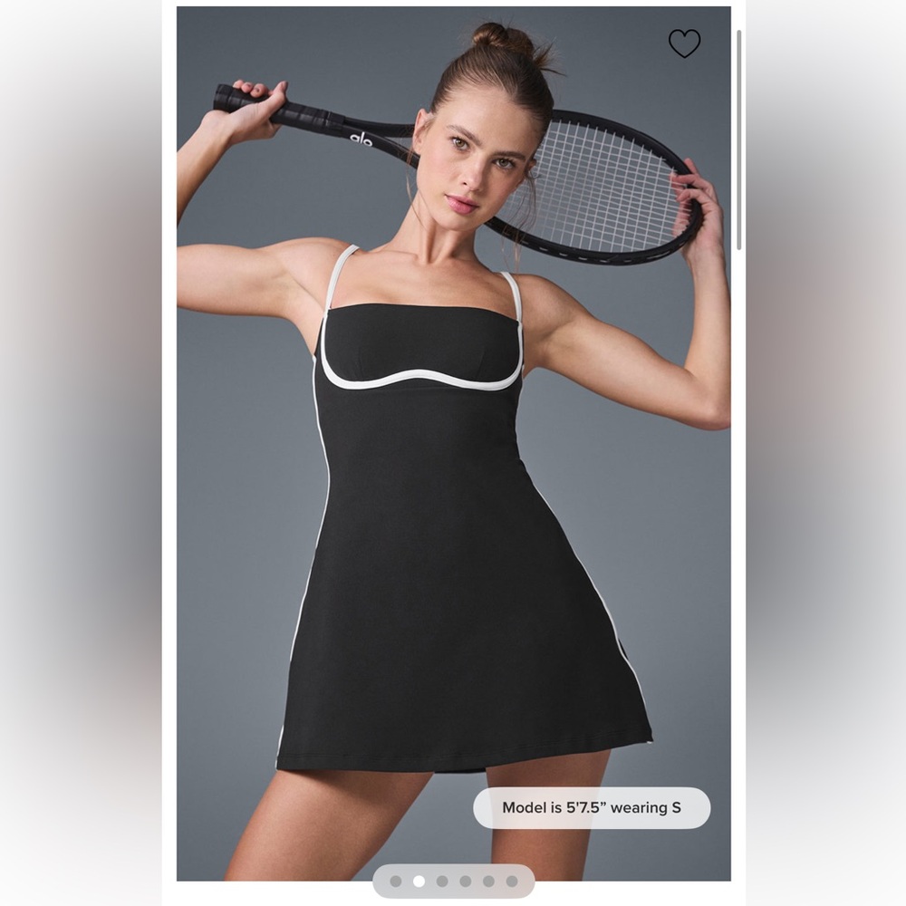 ALO Yoga Airbrush Streamline Black Tennis Dress XS